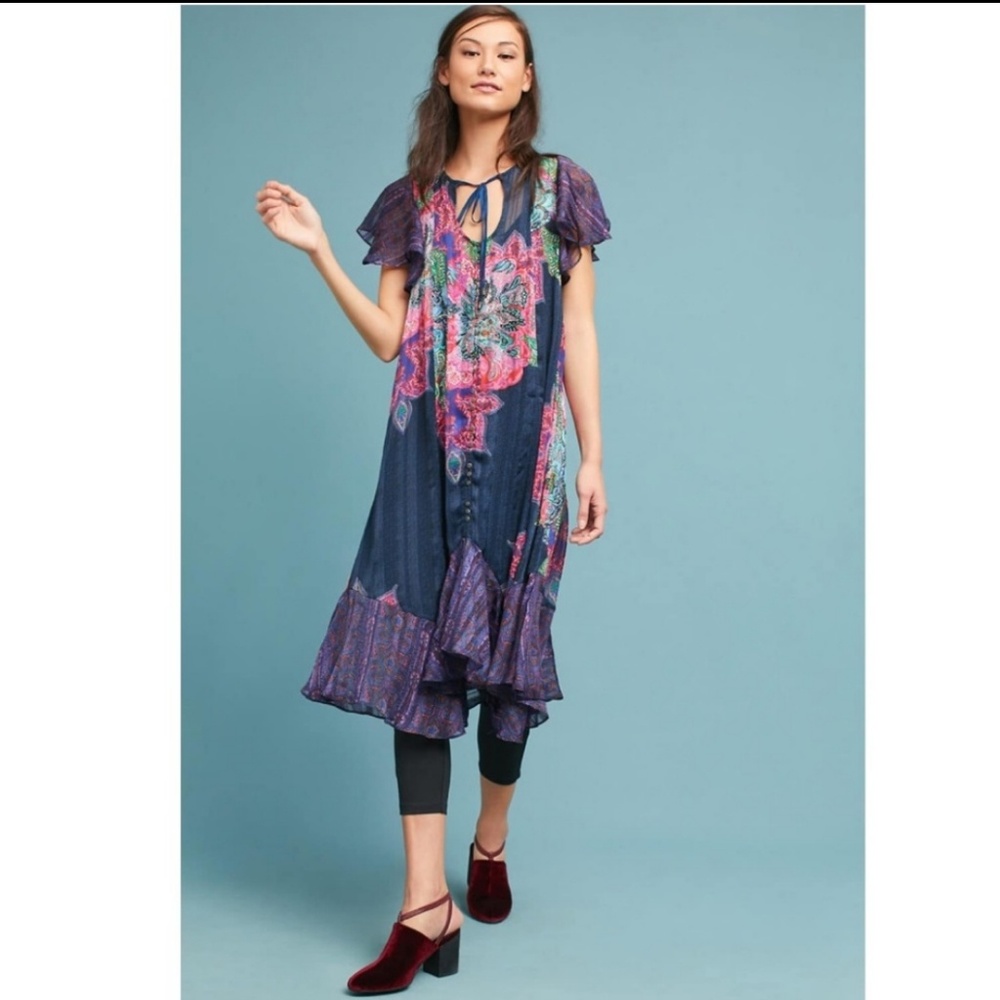 Anthropologie Maeve Loren Flutter Sleeve Dress